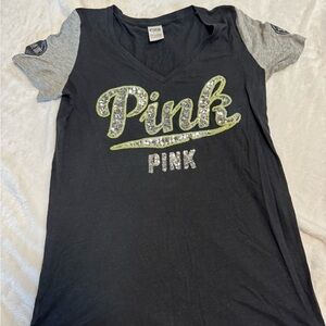 PINK Victoria's Secret Black and Gray Shirt